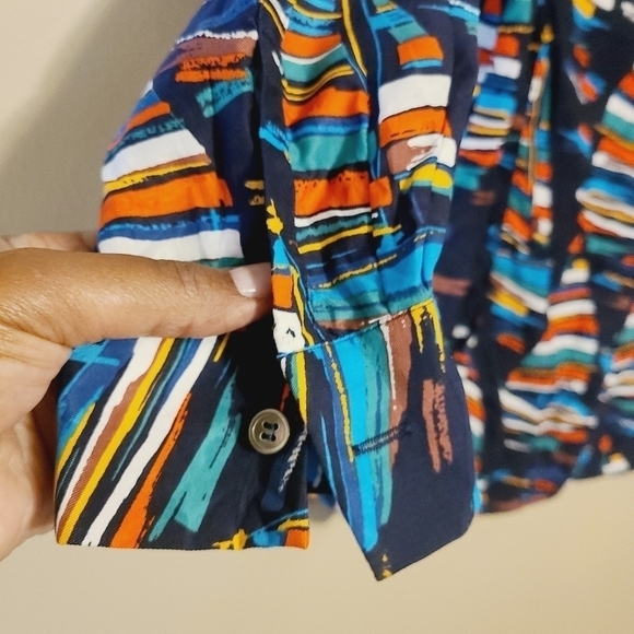 Soft Surroundings | Women's Sail Away Navy Blue Sailboat Blouse (Petite Small) - Picture 8 of 10